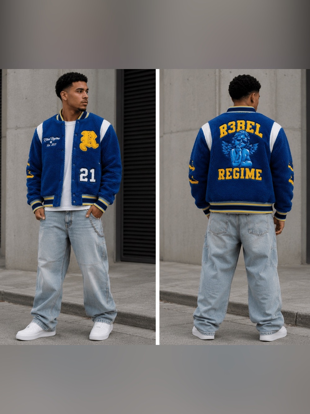 New Men's Rebel Mind Mens Sherpa Varsity Jacket